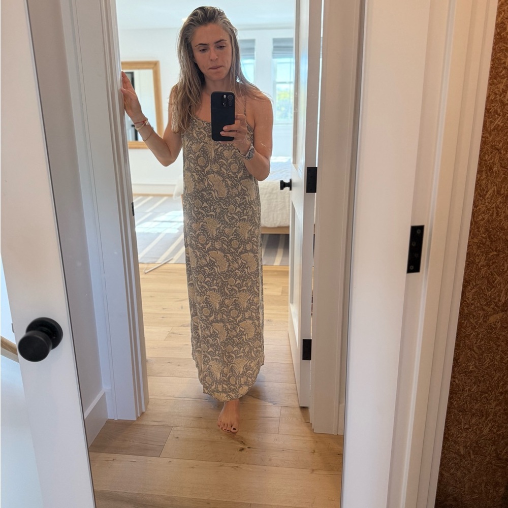 Elegant Cream Patterned Maxi Dress